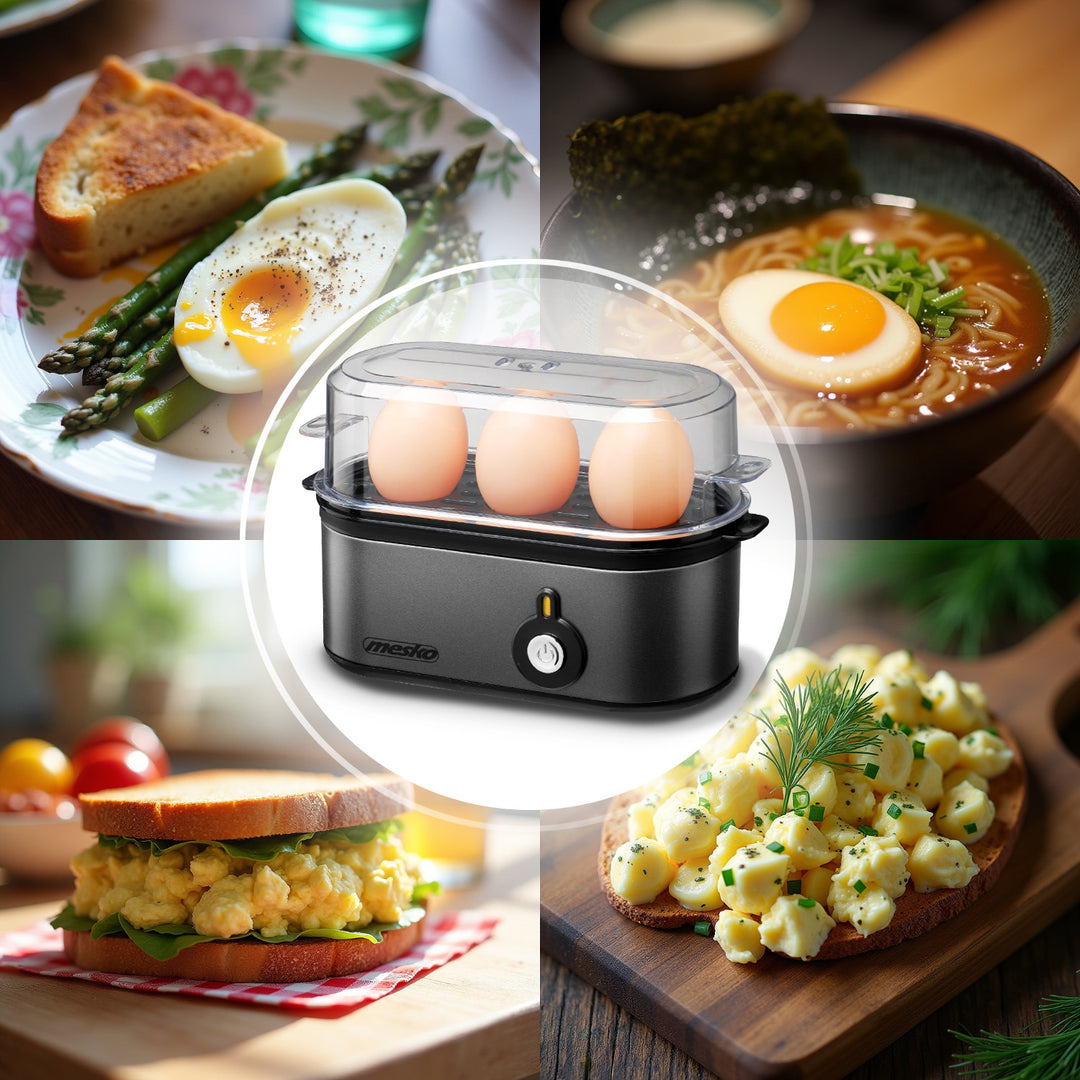 Mesko tojásfőző 3 tojásra, teljesítmény 210W, választható főzési fokozat, jelzőfény, MS 4485