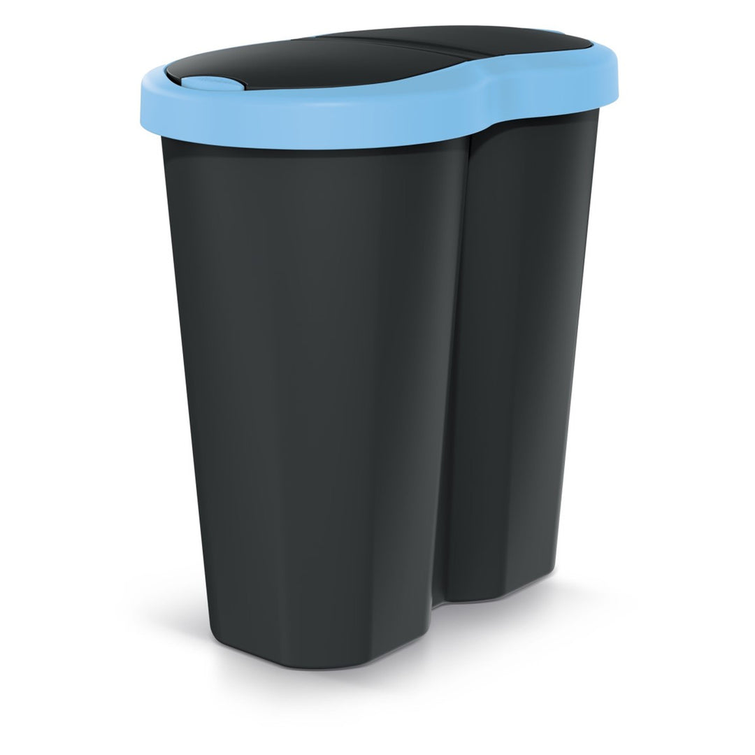Compacta R Duo szemeteskosár, kék/fekete, 40 l űrtartalom, egy rekesz, két fedél, NDRF40-2717C_S411