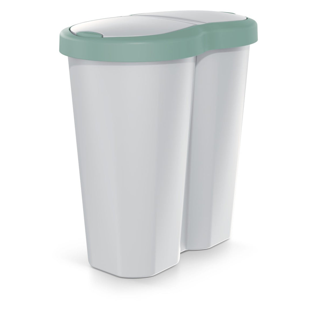 Szemeteskosár Compacta R Duo, zöld/ashmere, űrtartalom 40L, egy rekesz, két fedél, NDRF40-5575C_427C
