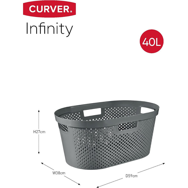 Curver Infinity újrahasznosított mángorló / szennyeskosár, 40L űrtartalom, sötétszürke, 100% újrahasznosított, 245675