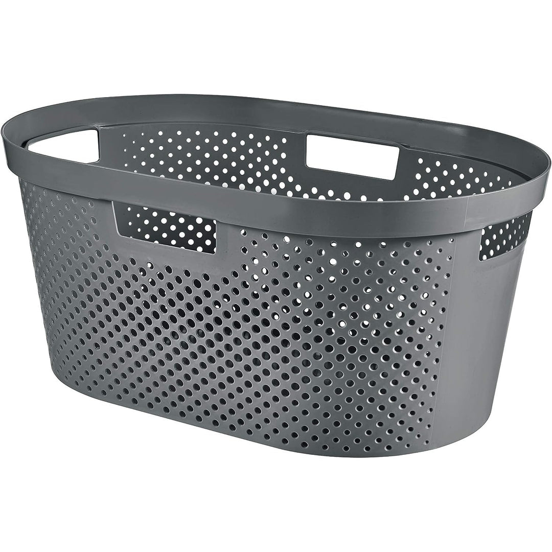 Curver Infinity újrahasznosított mángorló / szennyeskosár, 40L űrtartalom, sötétszürke, 100% újrahasznosított, 245675