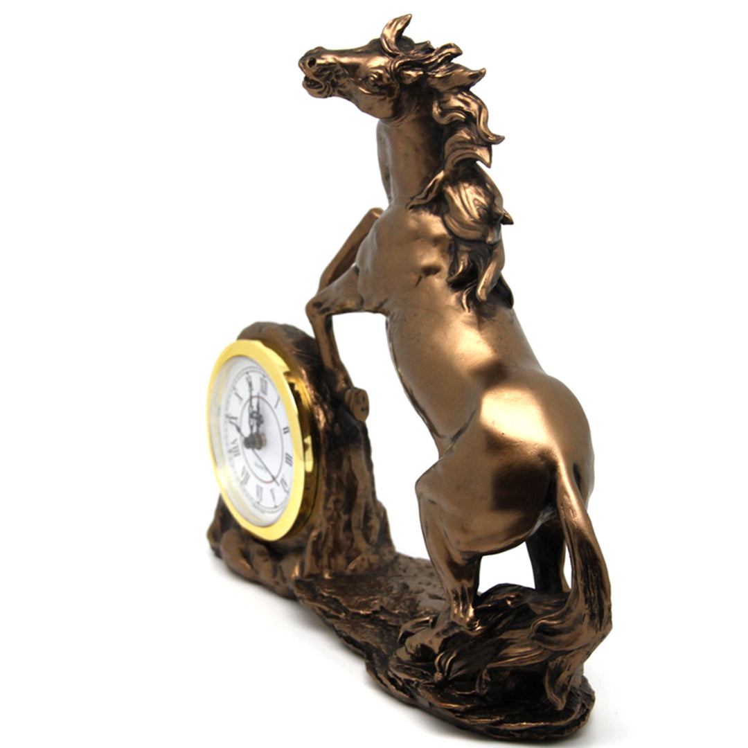 Mászó ló figura, óra, bronz szobor, római számok, Isabel királynő