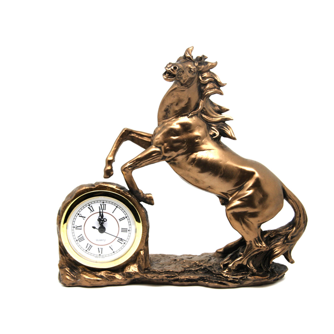 Mászó ló figura, óra, bronz szobor, római számok, Isabel királynő