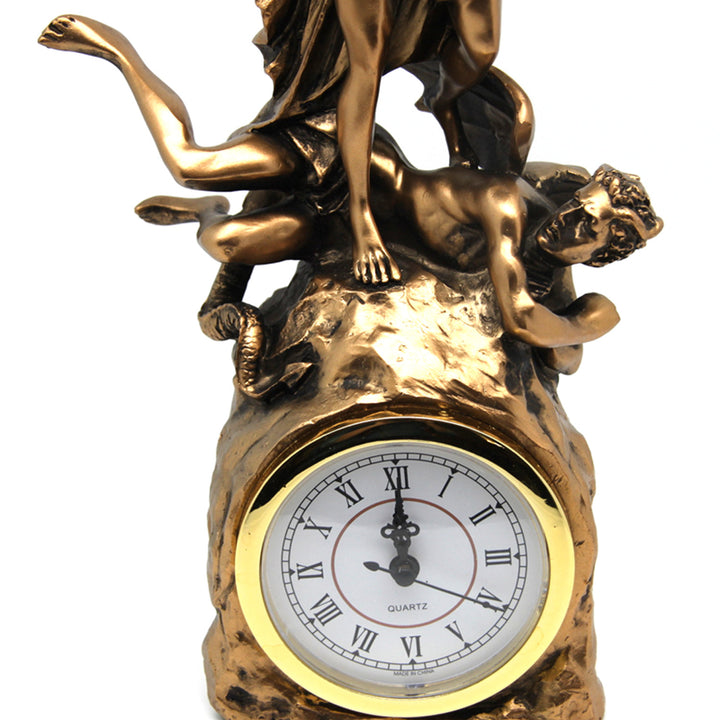 Mihály arkangyal figura, óra, bronz vallásos szobor, Isabel királynő