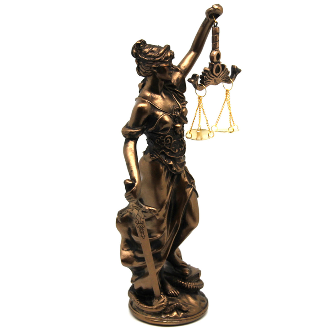 Temida figura mérleggel és karddal, bronz jogi szobor, Isabella királynő