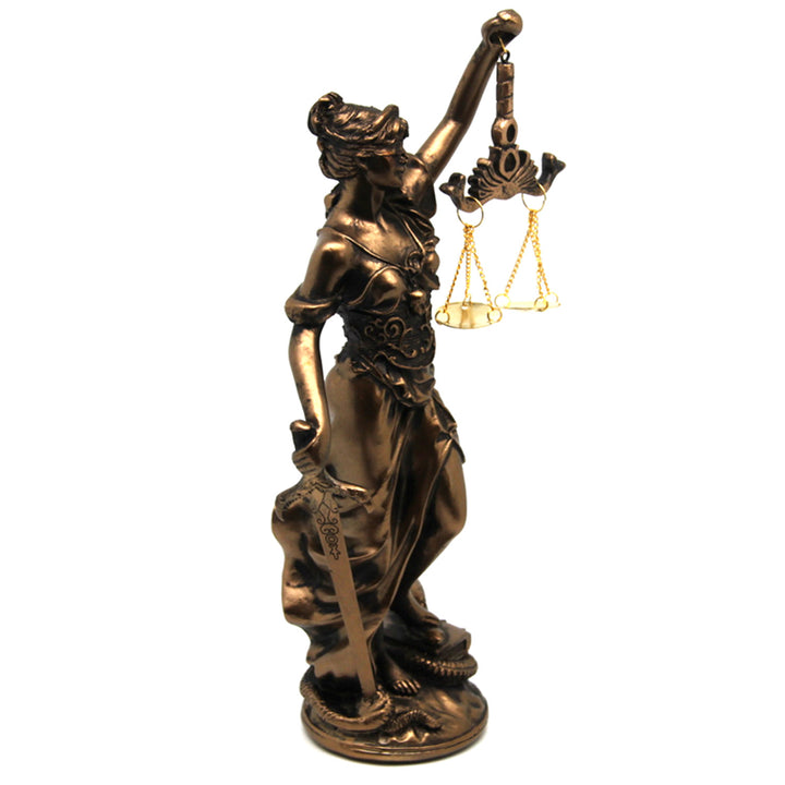 Temida figura mérleggel és karddal, bronz jogi szobor, Isabella királynő