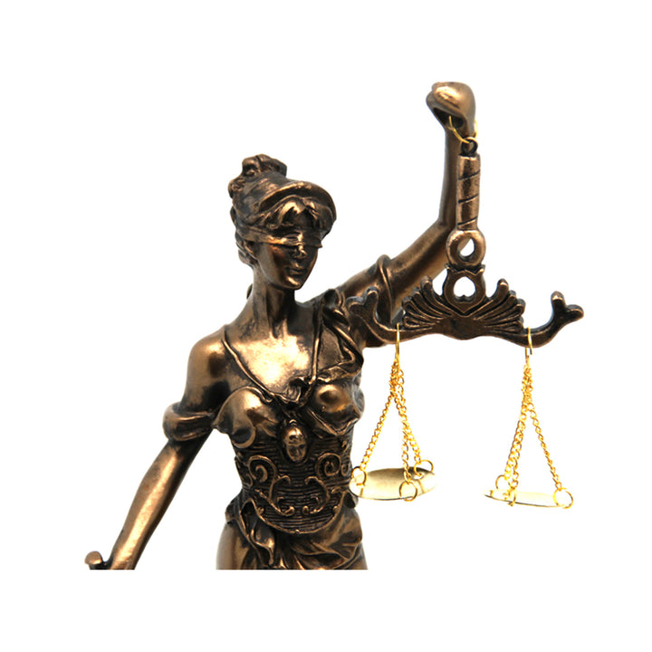 Temida figura mérleggel és karddal, bronz jogi szobor, Isabella királynő