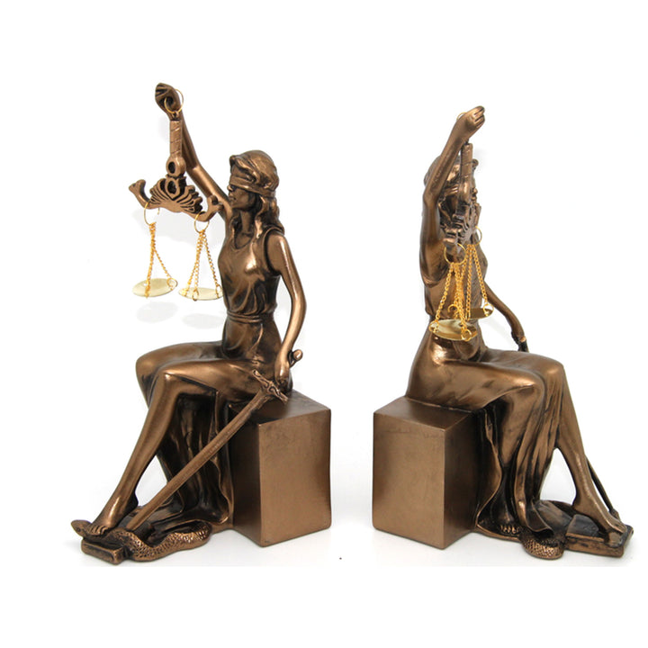 Themisz figurák mérleggel és karddal, könyvtámasz, Izabella királynő, 2 db