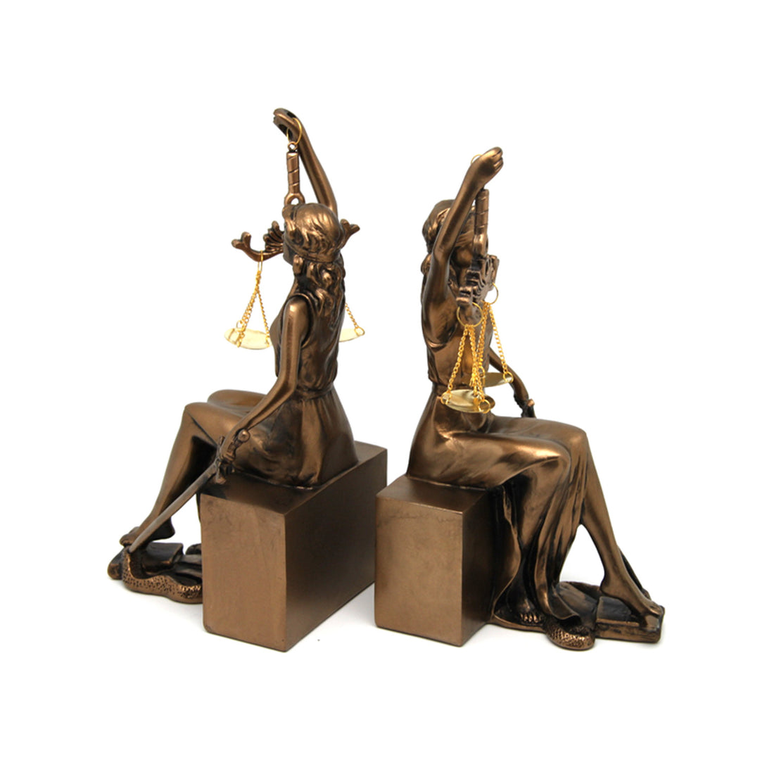Themisz figurák mérleggel és karddal, könyvtámasz, Izabella királynő, 2 db