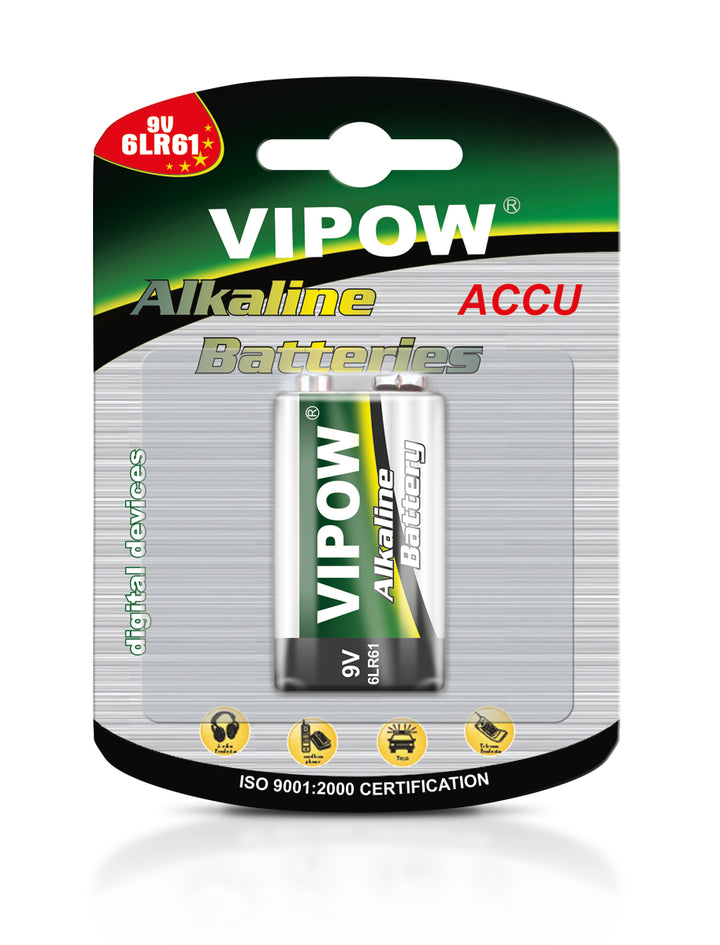 R-9V alkáli elem Vipow 9V 6LR61 R9V 6F22 BAT0062b