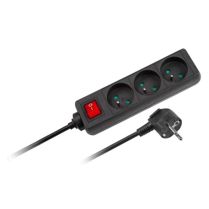 Rebel hosszabbító kábel, 3 aljzat, 1,5 m, kapcsolóval, fekete, URZ3197-1.5