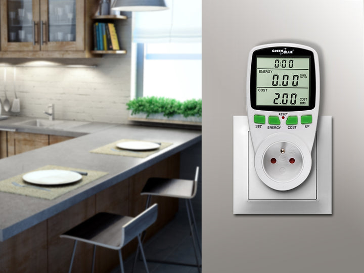 Teljesítménymérő Wattmérő kijelző mérési ideje GreenBlue GB202