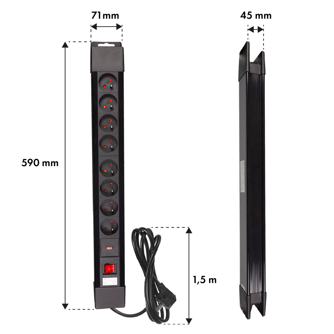 Power strip 8 aljzat megvilágított kapcsoló gyermekvédelem
