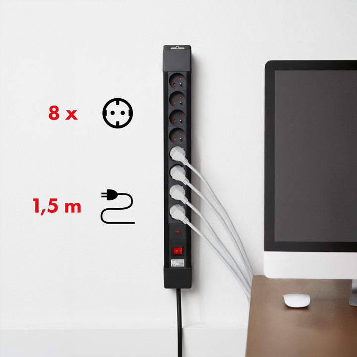 Power strip 8 aljzat megvilágított kapcsoló gyermekvédelem