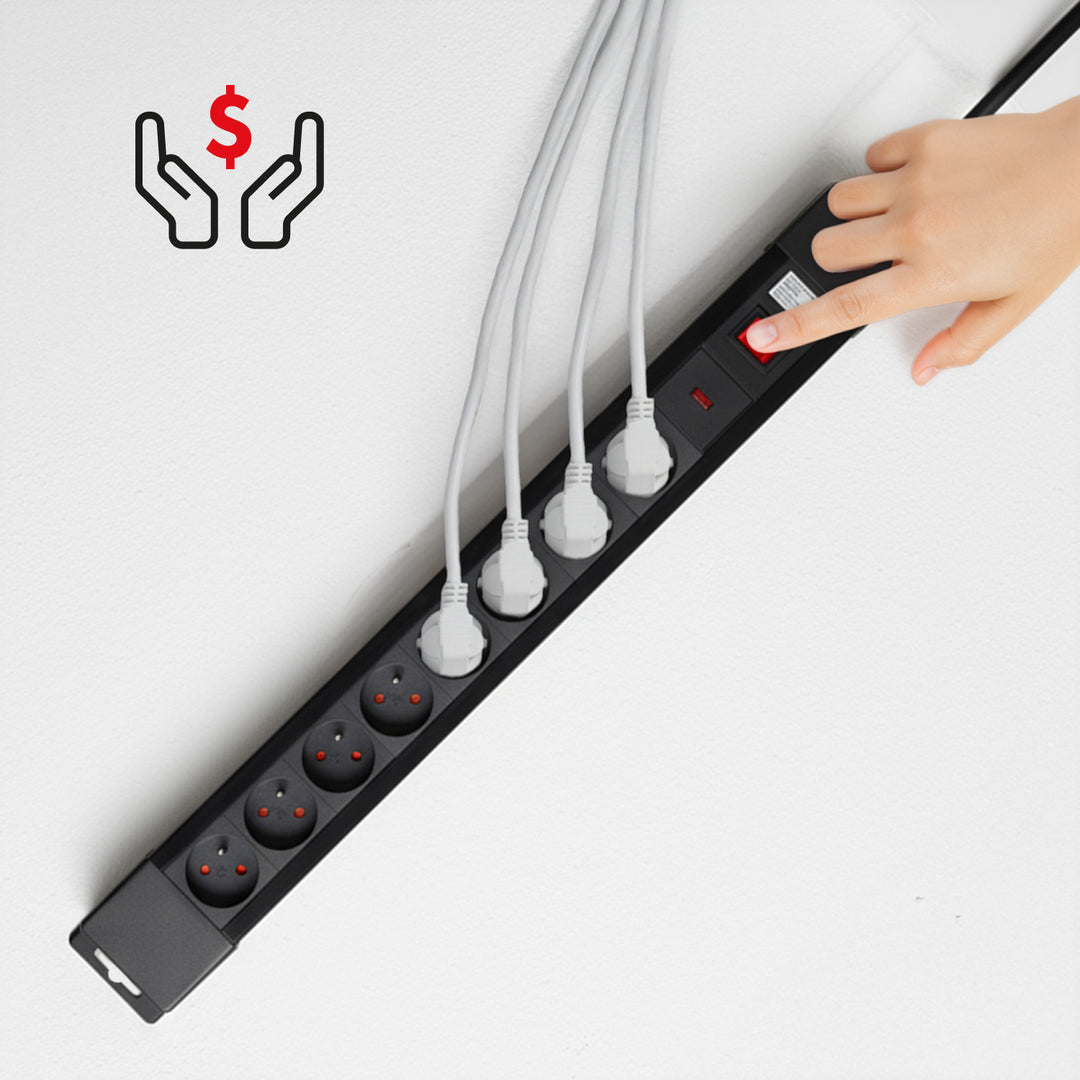 Power strip 8 aljzat megvilágított kapcsoló gyermekvédelem