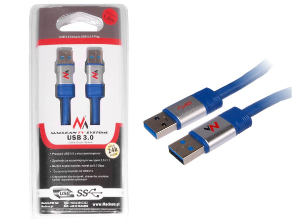 Kábel, USB 3.0 AM - AM 1,8 m Maclean MCTV-606 kábel