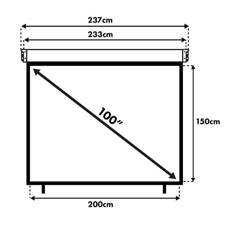 Maclean vetítővászon, elektromos, falra vagy mennyezetre szerelhető, 100'', 200x150, 4:3, MC-592