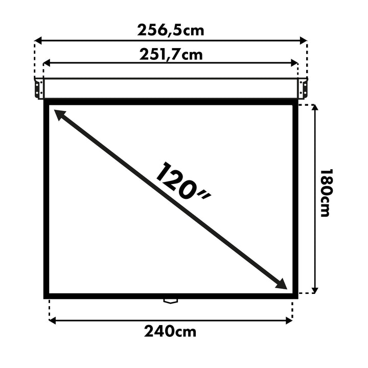 Maclean vetítővászon, automatikus reteszeléssel, matt fehér, falra vagy mennyezetre szerelhető, 120", 4:3, 240x180, MC-591