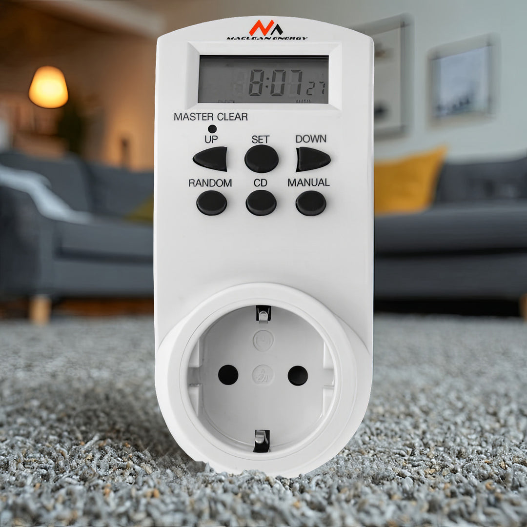 Maclean digitális időzítő, f. random, időzítő, 10 program, max 156 program, német aljzat, 3600W, MCE05G