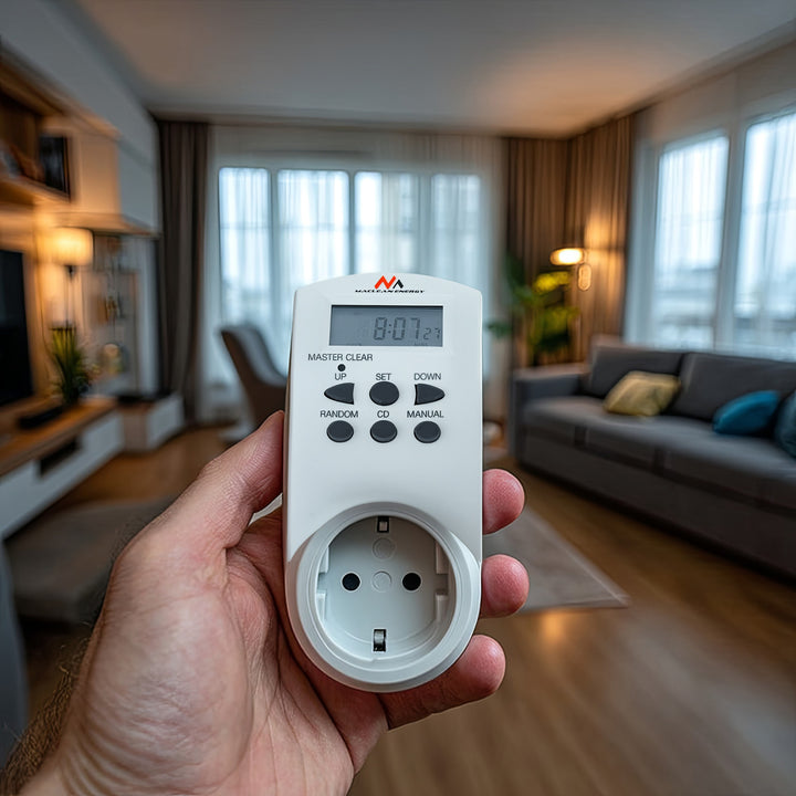 Maclean digitális időzítő, f. random, időzítő, 10 program, max 156 program, német aljzat, 3600W, MCE05G