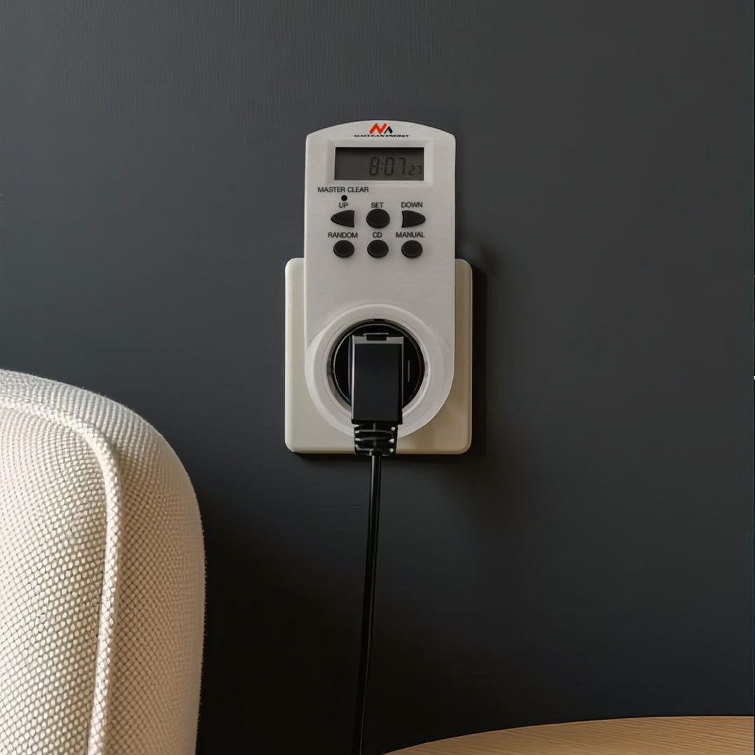 Maclean digitális időzítő, f. random, időzítő, 10 program, max 156 program, német aljzat, 3600W, MCE05G