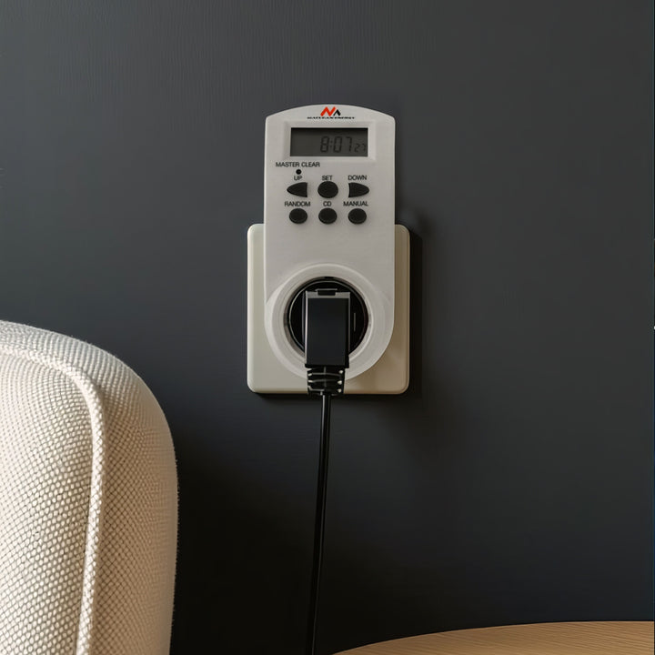 Maclean digitális időzítő, f. random, időzítő, 10 program, max 156 program, német aljzat, 3600W, MCE05G