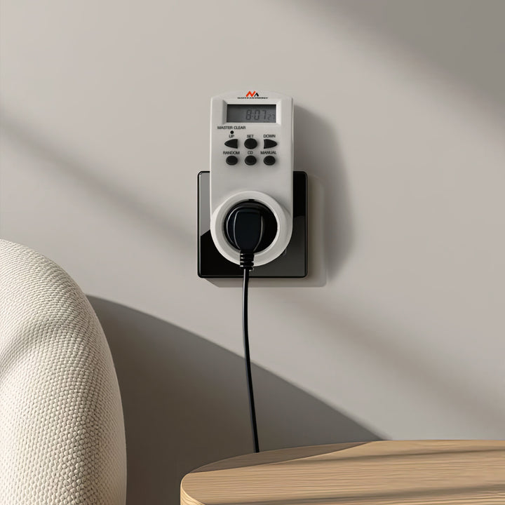 Maclean digitális időzítő, f. random, időzítő, 10 program, max 156 program, német aljzat, 3600W, MCE05G