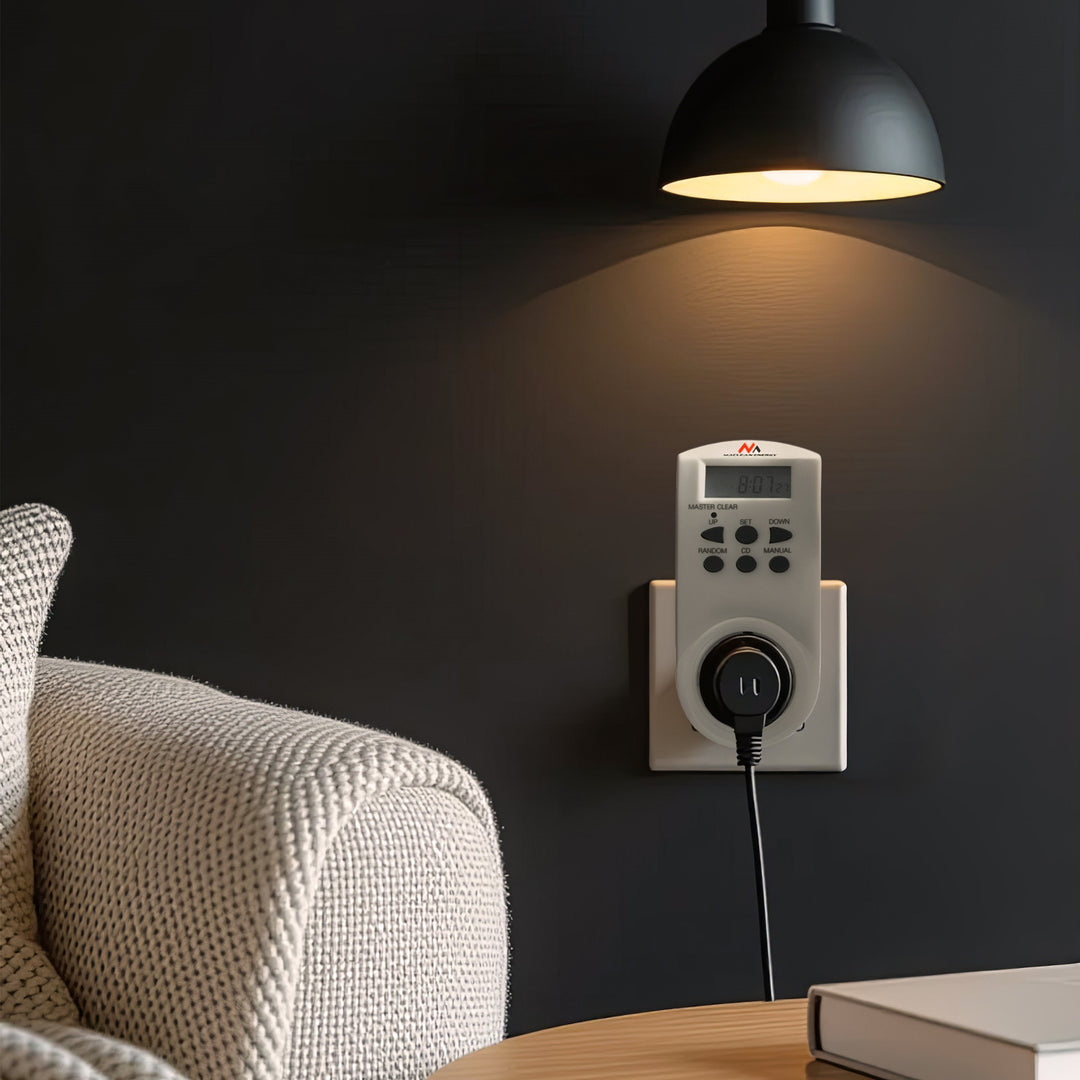 Maclean digitális időzítő, f. random, időzítő, 10 program, max 156 program, német aljzat, 3600W, MCE05G