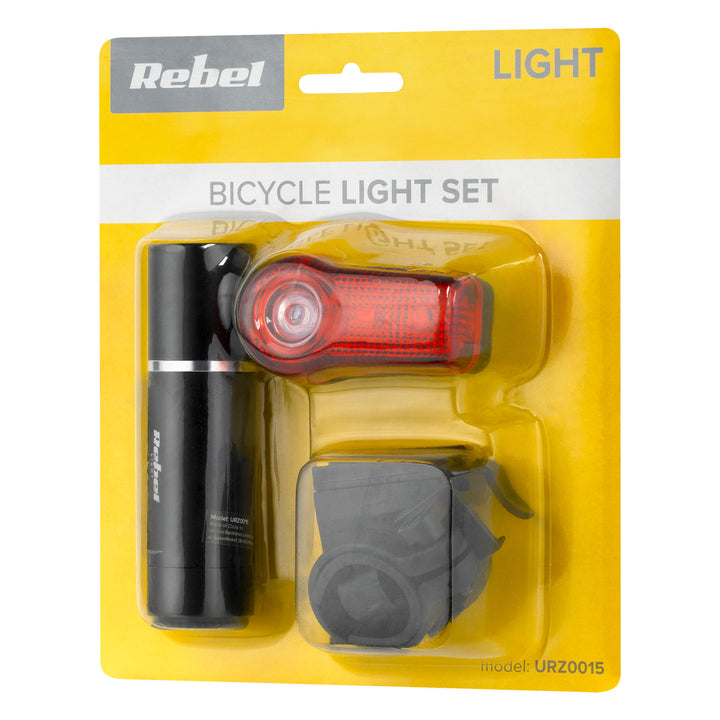 Kerékpárvilágítás URZ0015 elöl 1x LED 3W + hátul 3x LED akkumulátor Power Rebel