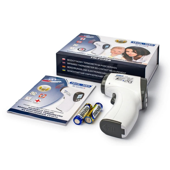 Tech-Med érintésmentes hőmérő, LCD kijelző, 32 eredményt tároló memória, TM-F03BB
