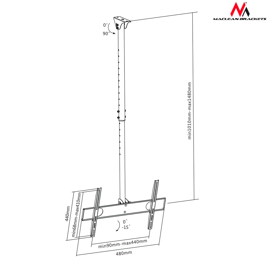 Mennyezeti tartó LCD TV-khez LED 32-55 "- 50kg Maclean tartó MC-631