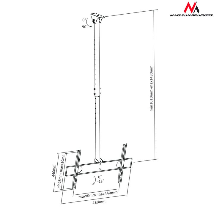 Mennyezeti tartó LCD TV-khez LED 32-55 "- 50kg Maclean tartó MC-631