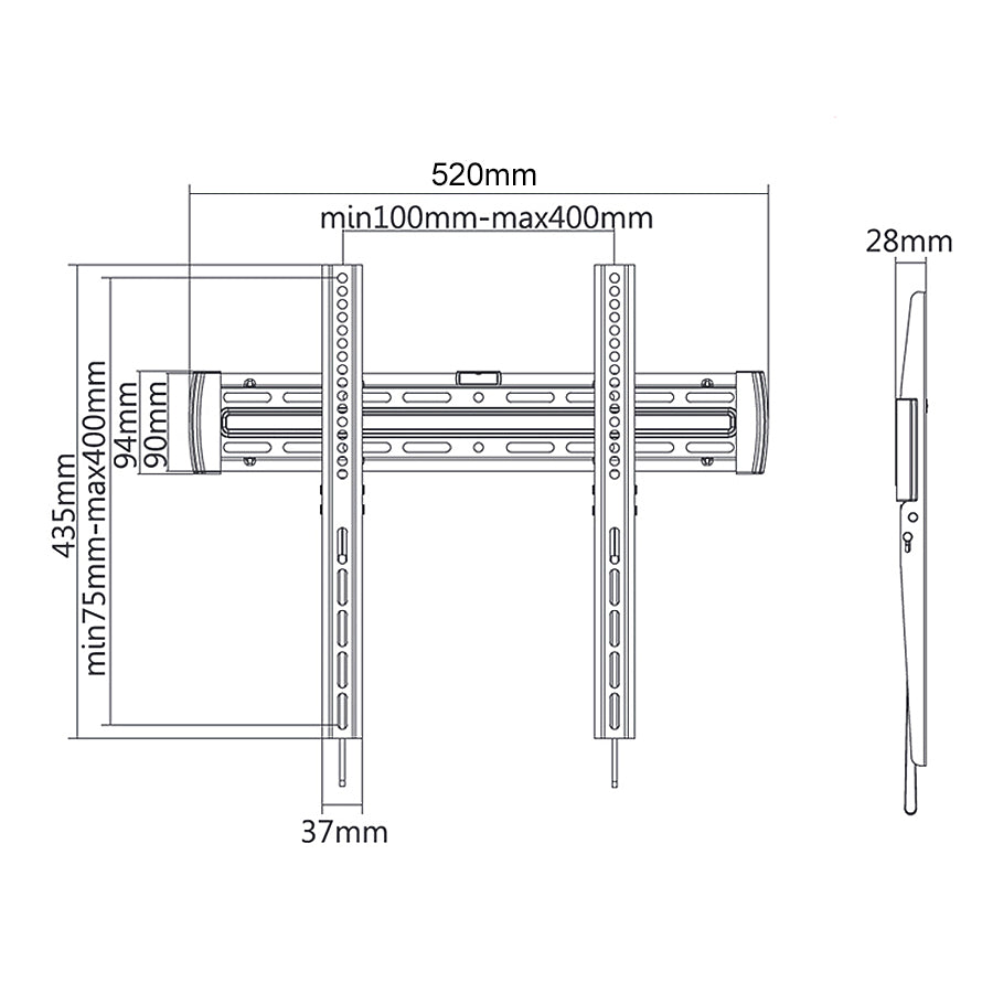 TV tartó 33 &#39;&#39; - 55 &#39;&#39; Maclean MC-643 max 30kg VESA 400x400 görbült TV-hez
