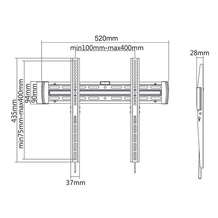 TV tartó 33 &#39;&#39; - 55 &#39;&#39; Maclean MC-643 max 30kg VESA 400x400 görbült TV-hez