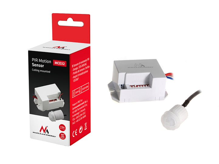 SENSOR MOVEMENT PIR 230V 800W LED MINI hangrögzítökkel DO Maclean Energy MCE32 (37924)