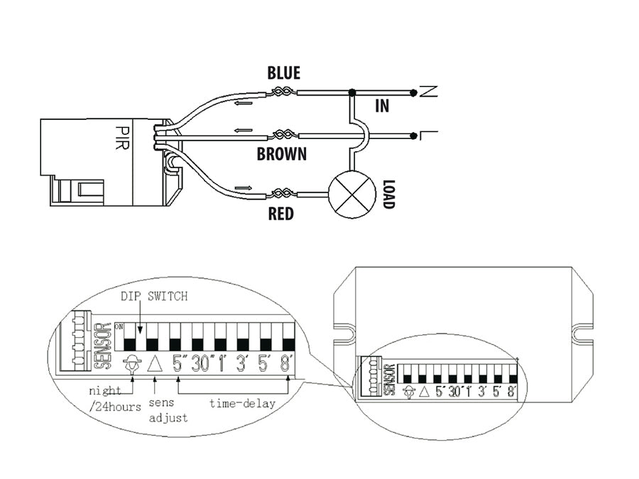 SENSOR MOVEMENT PIR 230V 800W LED MINI hangrögzítökkel DO Maclean Energy MCE32 (37924)