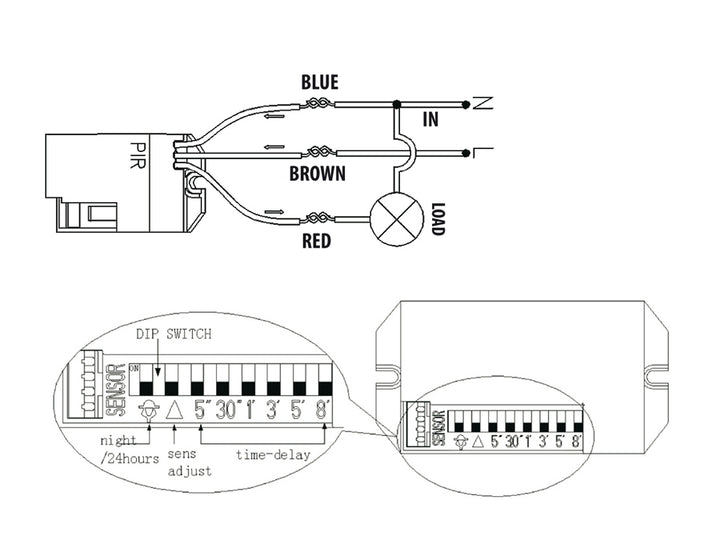 SENSOR MOVEMENT PIR 230V 800W LED MINI hangrögzítökkel DO Maclean Energy MCE32 (37924)