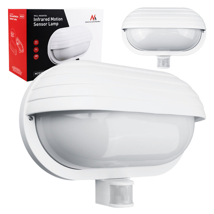 Maclean fali lámpatest, PIR-érzékelővel, max. 60 W, 180°, MCE33 W