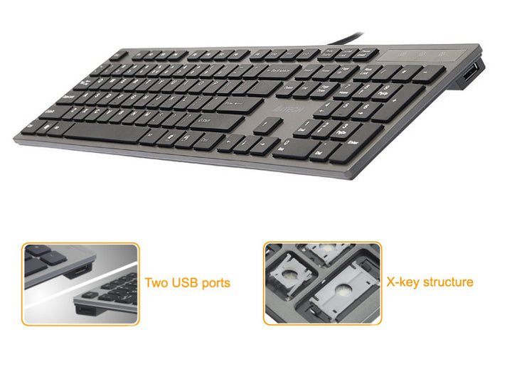 Billentyűzet KV-300H Vékony USB hub USB A4-Tech ultra lapos