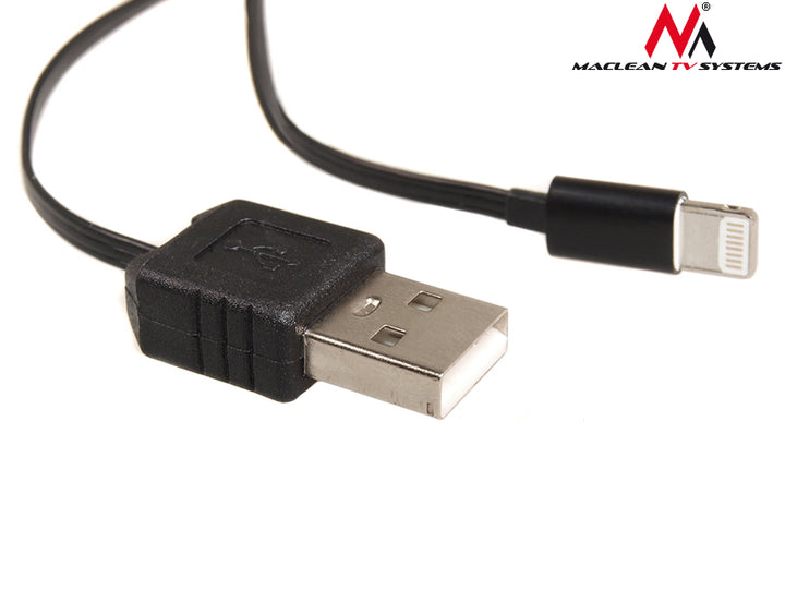 USB-villám 8P fekete visszahúzható kábel Maclean MCTV-731