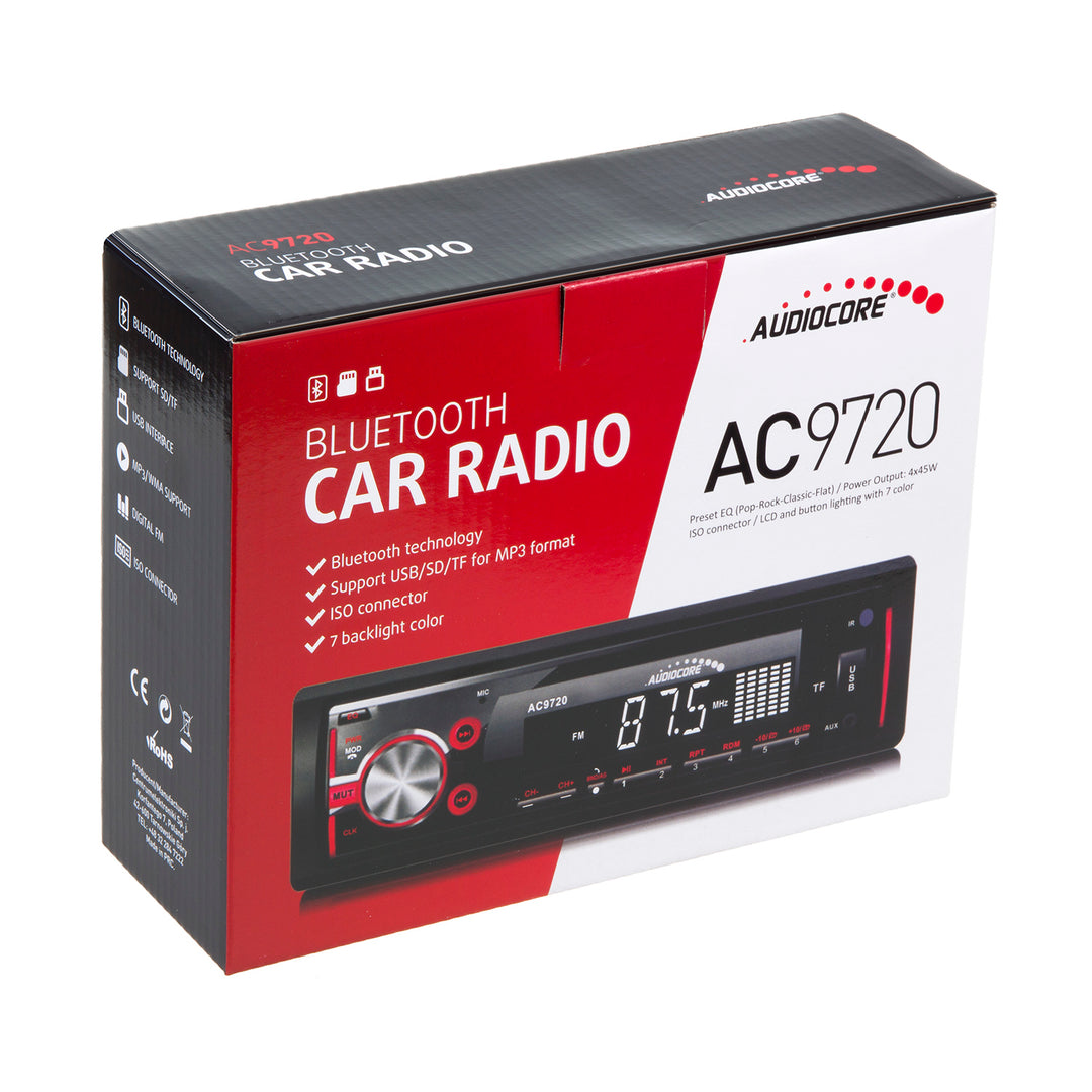Radioodtwarzacz Audiocore AC9720 B MP3/WMA/USB/RDS/SD ISO Bluetooth többszínű MP3/WMA/USB/RDS/SD ISO Bluetooth többszínű