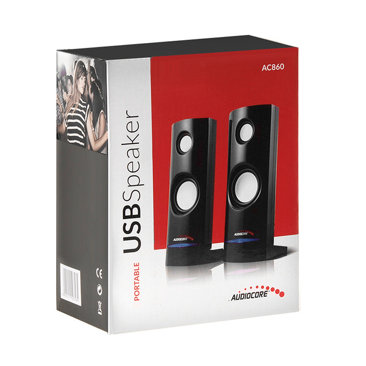 Számítógépes hangszórók 8W USB tápegység Fekete Audiocore AC860