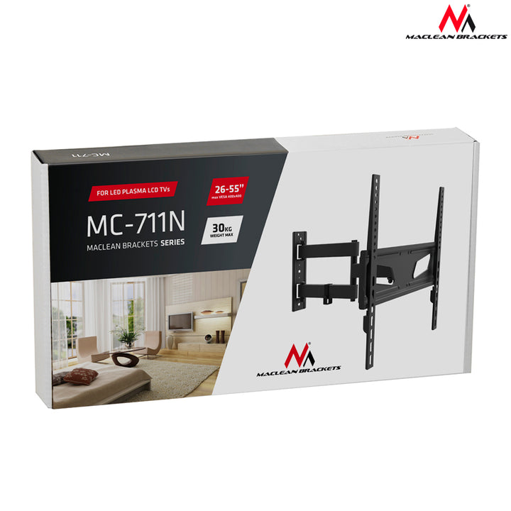 TV tartó 26-55 "Maclean MC-711N 30kg, max vesa 400x400 hosszú kar illik íves tv