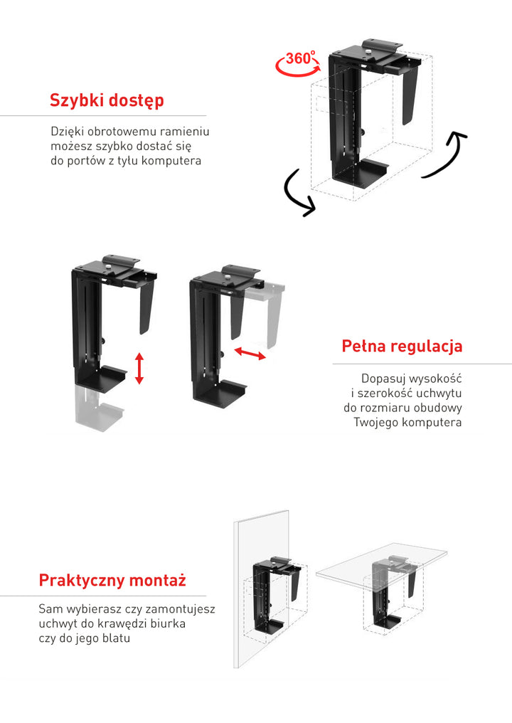 DESK HOLDER a PC SZÁMÍTÓGÉPES NÖVEKEDÉSÉHEZ 10 kg
