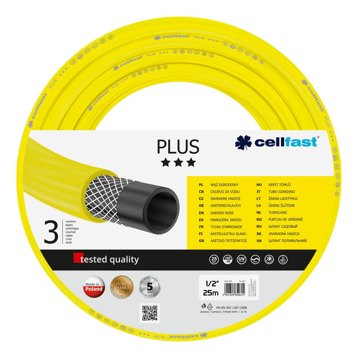 Kerti tömlő Cellfast Plus 1/2 "25 m-es 3 rétegű kerti tömlő