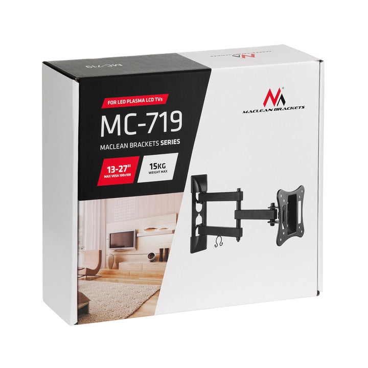 Univerzális falemelő TV-hez vagy monitorhoz 13 "- 27" max 15 kg univerzális, fekete, 100x100 Maclean MC-719