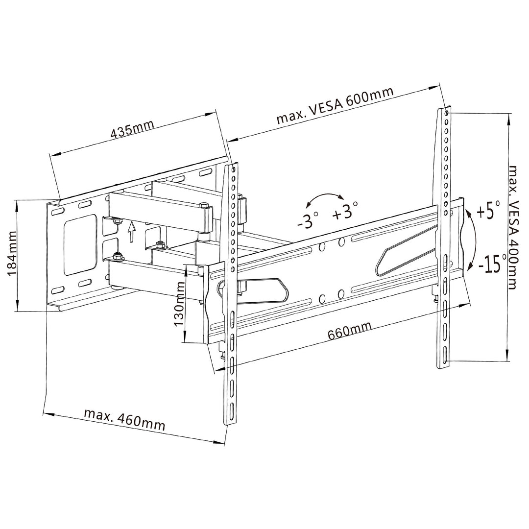 Maclean Universal MC-723 B fekete VESA 600x400 max