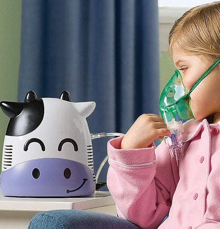 Inhalátor csecsemőknek Promedix PR-810 tehén, porlasztókészlet, maszkok, szűrők