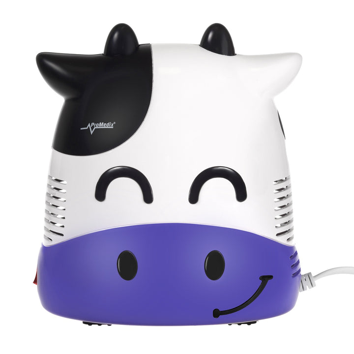 Inhalátor csecsemőknek Promedix PR-810 tehén, porlasztókészlet, maszkok, szűrők