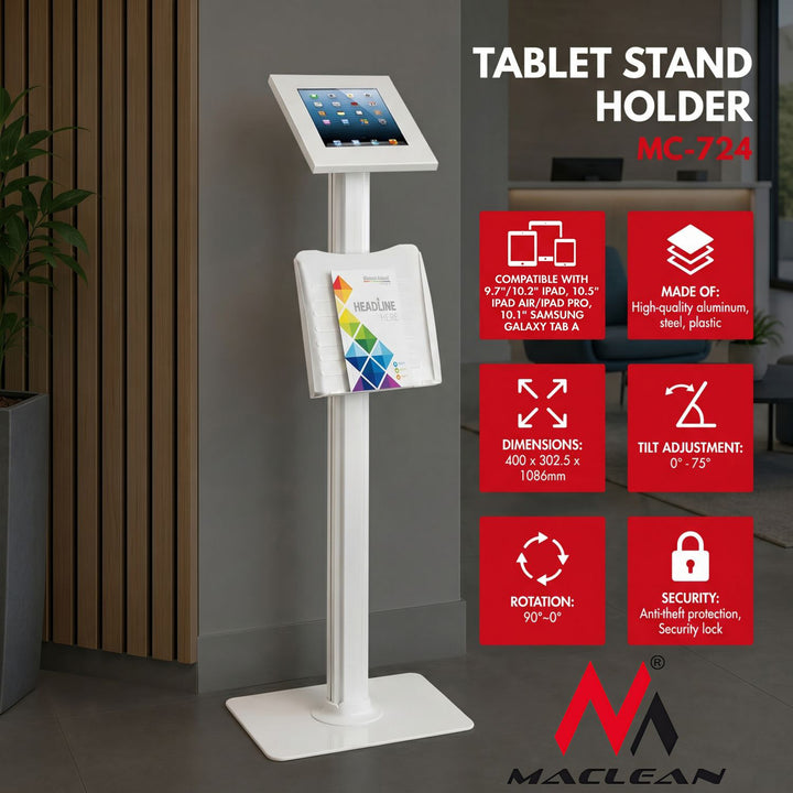 iPad2.3.4 IPAD légmosó állvány a táblaállvány felszereléséhez Maclean Stand MC-724
